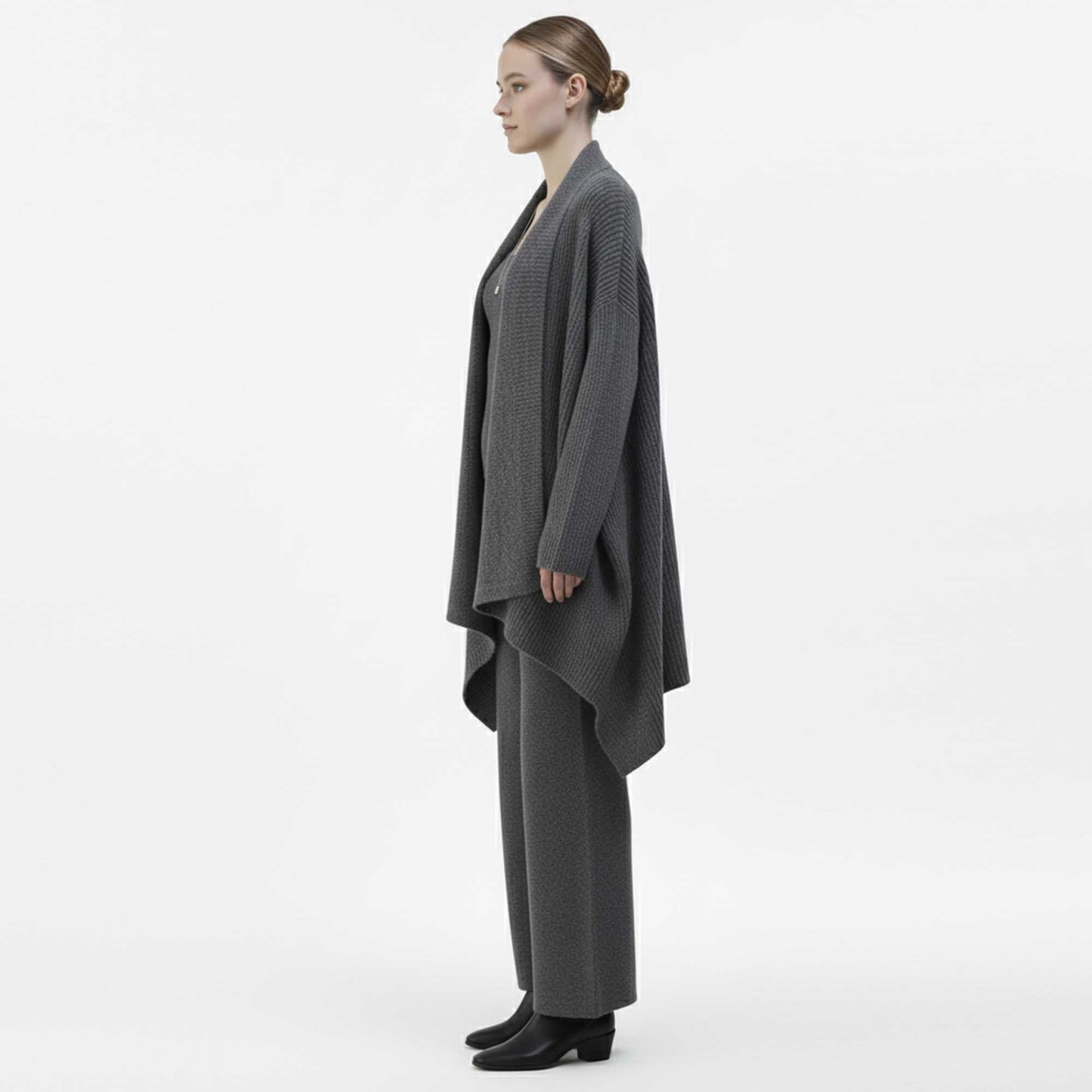 Cherie Code Women’s Knit 3‑Piece Lounge Set – Long Duster Cardigan, Knit Tank & Wide‑Leg Pants