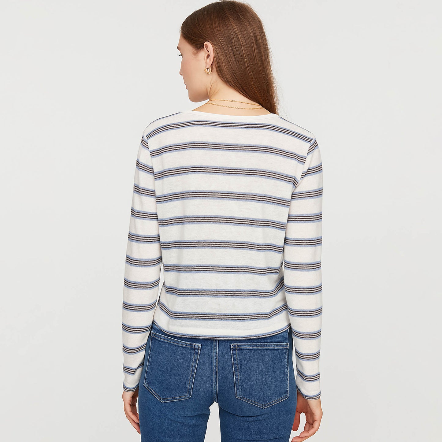 Cherie Code Women’s Knit Cardigan – Stripe Pattern, Long Sleeve, Cropped Fit