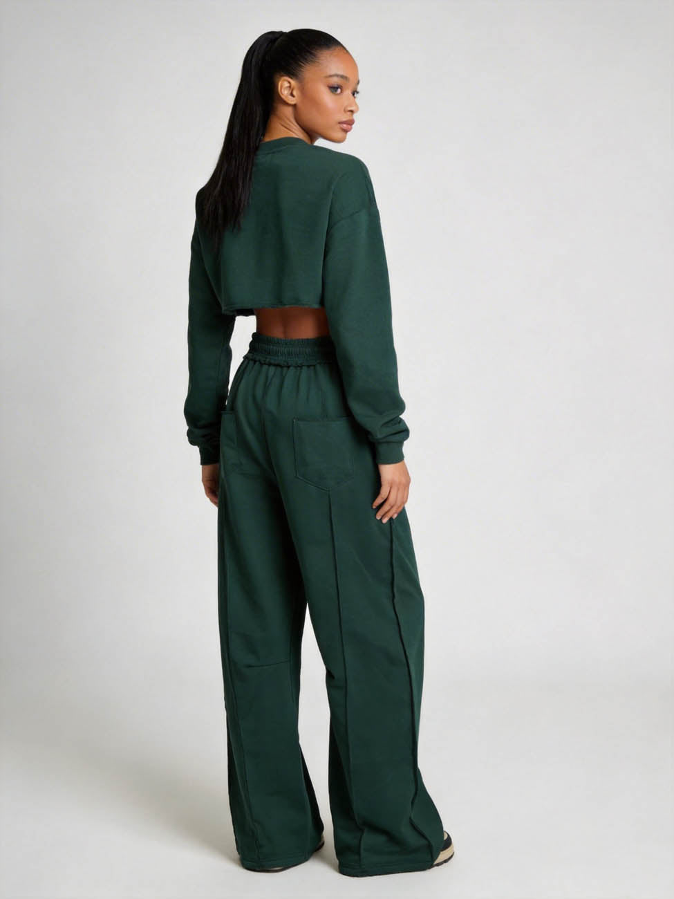 Cherie Code Women's High-Rise Wide Leg Pants with Drawstring and Pockets – Stretch Knit Casual Lounge Pants