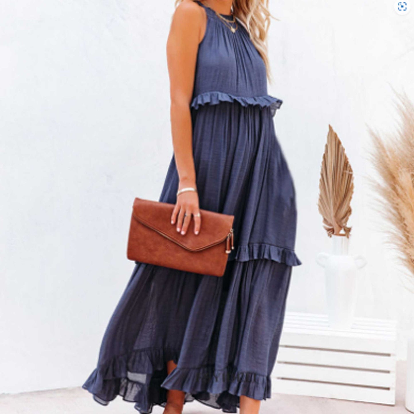 Women’s Flowy Bohemian Maxi Dress – Sleeveless with Back Tie Detail & Soft Rayon Blend Cherie Code
