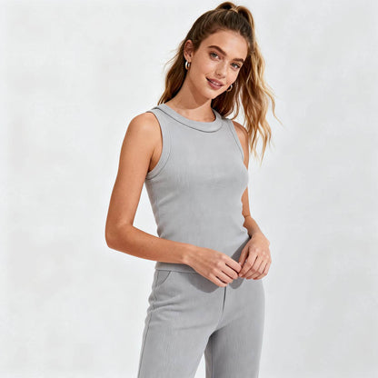 Women's Slim Fit Ribbed Tank Top – Sleeveless Stretch Cotton Crew Neck by Cherie Code
