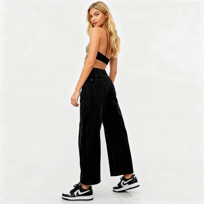 Women's Barrel Leg Baggy Jeans – High Rise Vintage Wash Slouchy Fit Denim by Cherie Code