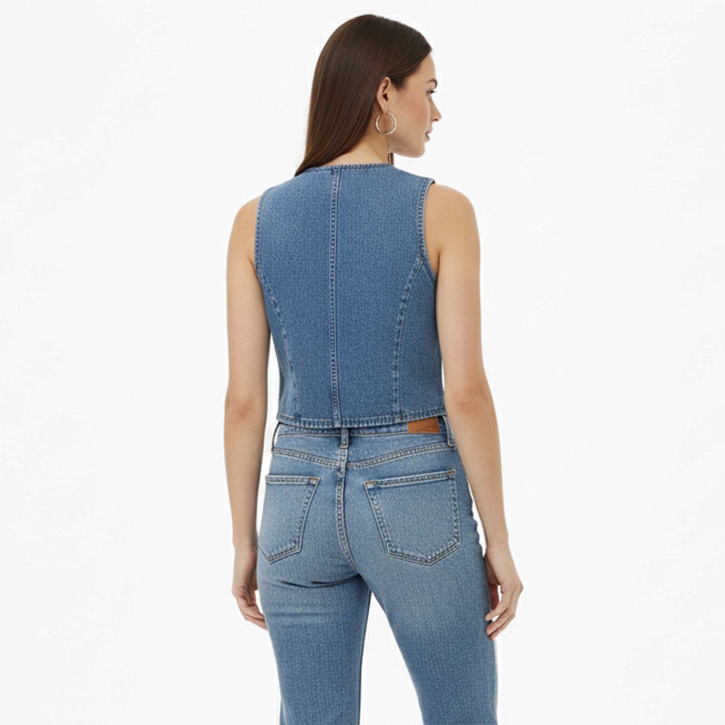 Women's Denim Sleeveless Vest - Classic Button-Up V-Neck Top Cherie Code