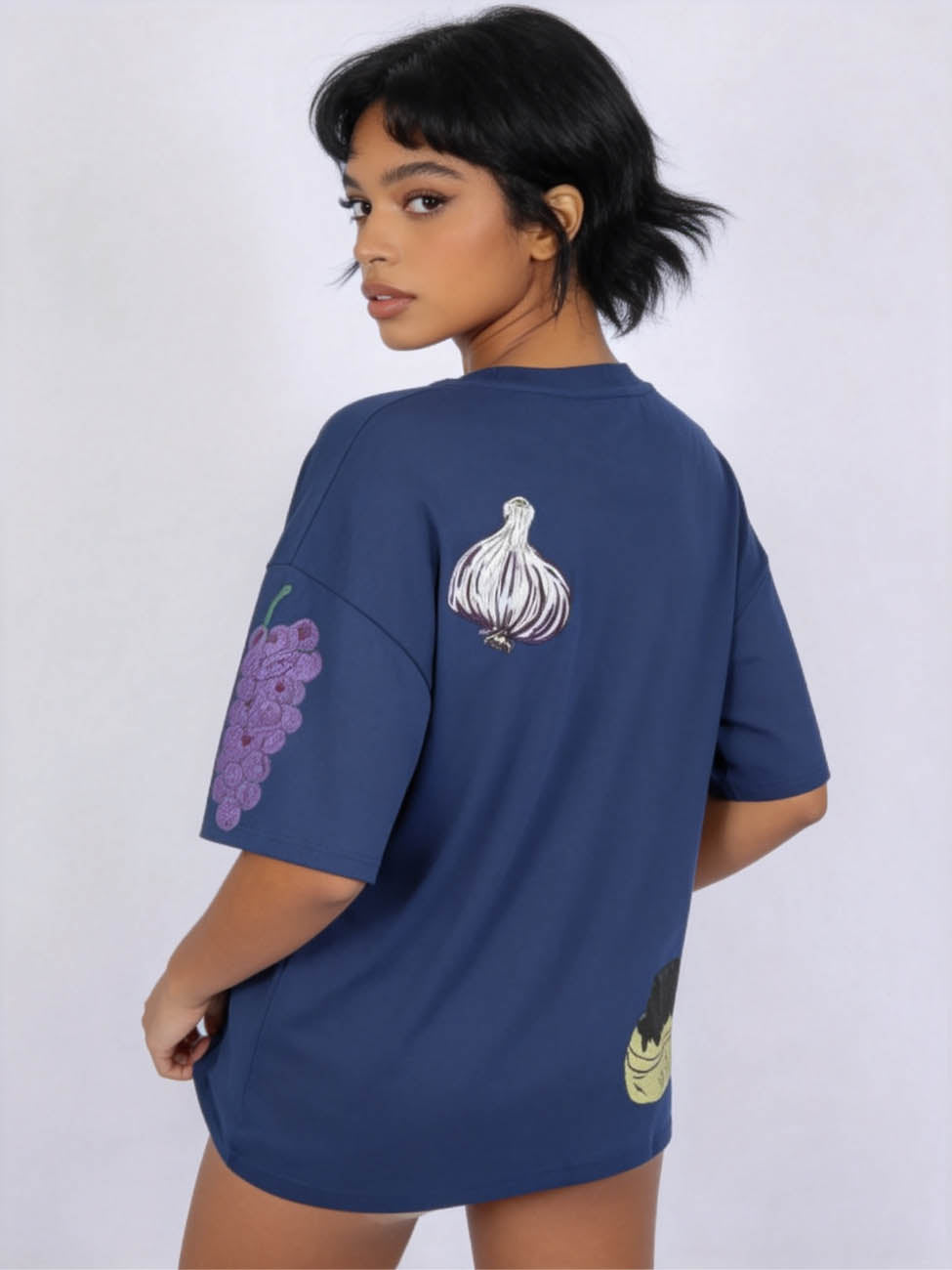 Women's Oversized Graphic T-Shirt – Casual Loose Fit Short Sleeve Tee with Food & Drink Print, Crewneck Summer Streetwear Top