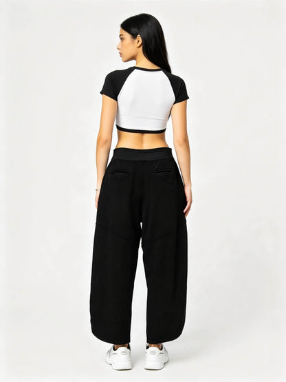 Cherie Code Women's Trendy Wide Leg Utility Pants – High Waist Relaxed Cargo Trousers for Casual Streetwear