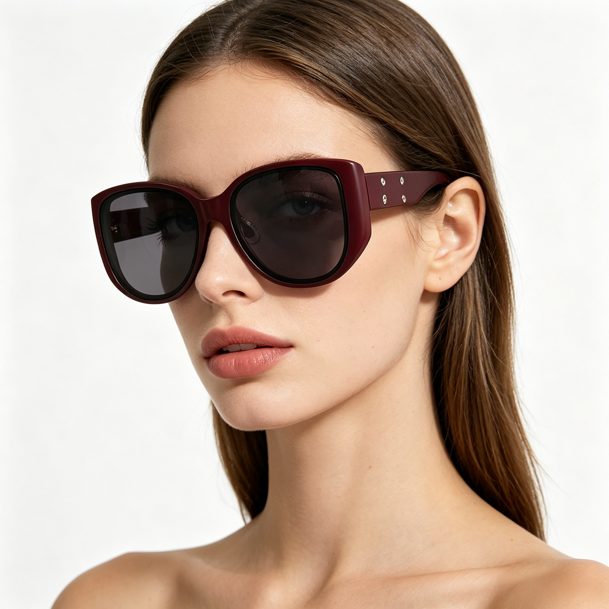 Cherie Code Women's Classic Matte Cat-Eye Sunglasses UV400 Resin Lenses Wine Red