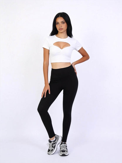 Cherie Code Women's High-Waisted Stretch Leggings – Tummy Control Slim Fit Workout Yoga Pants, Soft Breathable Everyday Activewear