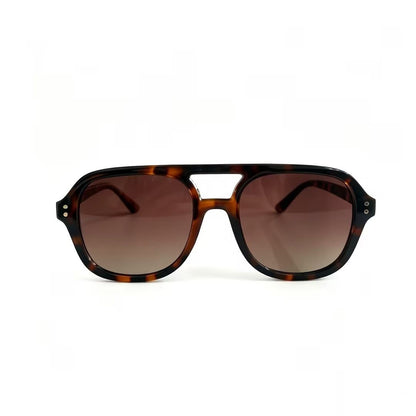 Cherie Code Retro Double Bridge Square Aviator Sunglasses Tortoise UV400 1 Pc