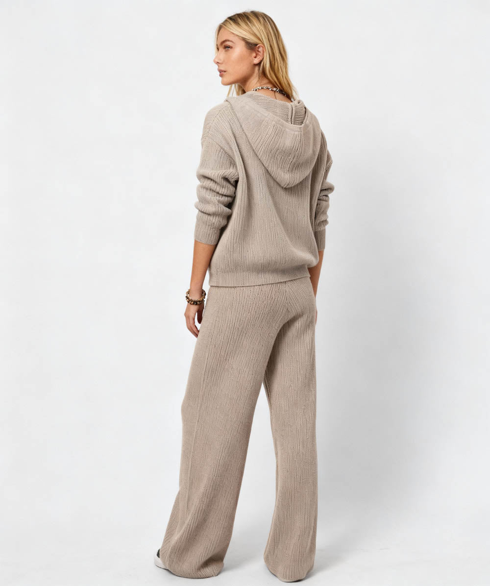 Cherie Code Women’s Solid Hooded Knit Sweatshirt & Jogger Set