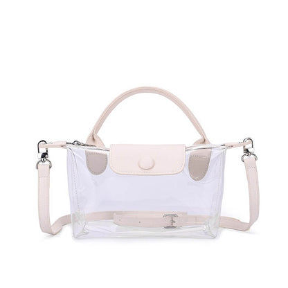 Clear PVC Crossbody Handbag with Top Handle and Adjustable Strap