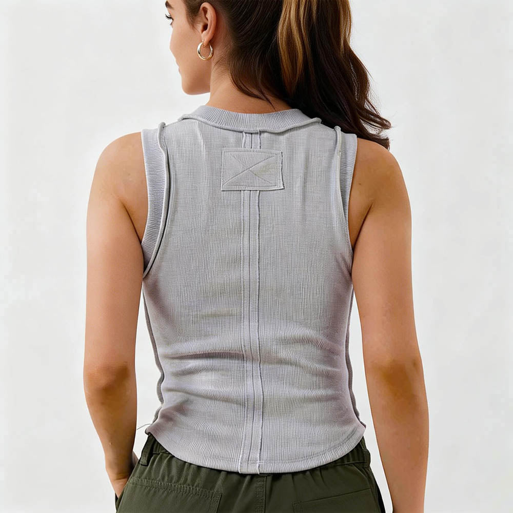 Women's Slim Fit Ribbed Tank Top – Sleeveless Stretch Cotton Crew Neck by Cherie Code