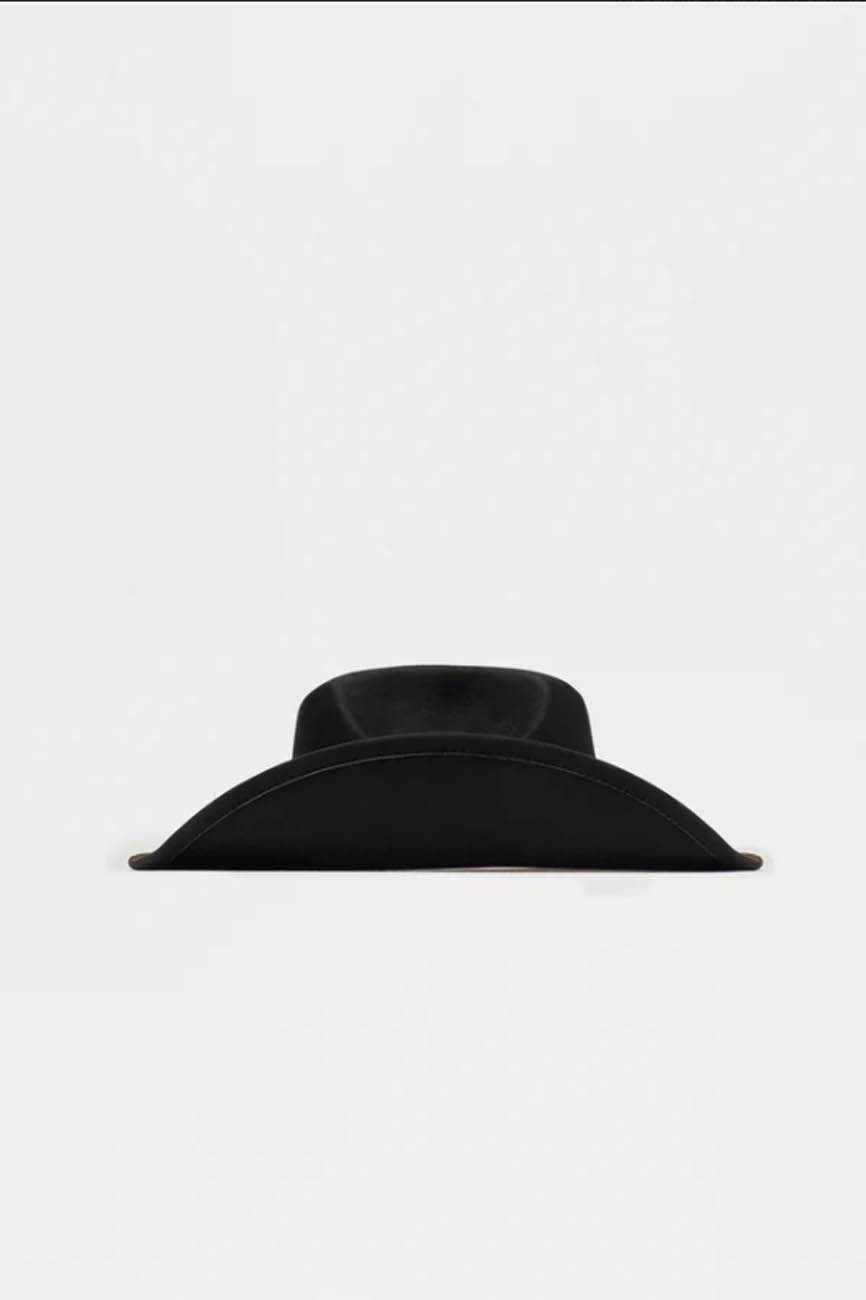 Cherie Code Western Style Black Cowboy Hat, Wide Brim with Concho Details