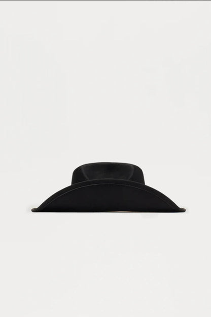 Cherie Code Western Style Black Cowboy Hat, Wide Brim with Concho Details