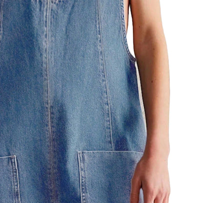 Women's Reversible Denim Romper – 100% Cotton, Adjustable Straps & Front Pockets Cherie Code