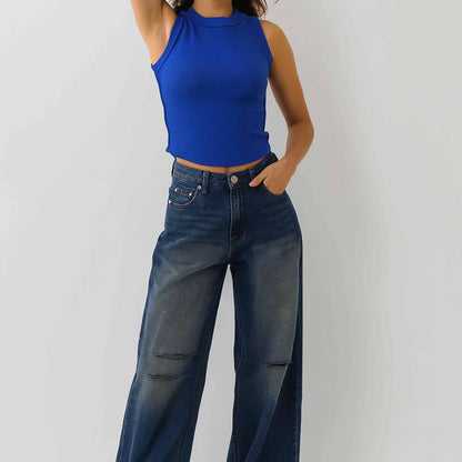 Women's Slim Fit Ribbed Tank Top – Sleeveless Stretch Cotton Crew Neck by Cherie Code