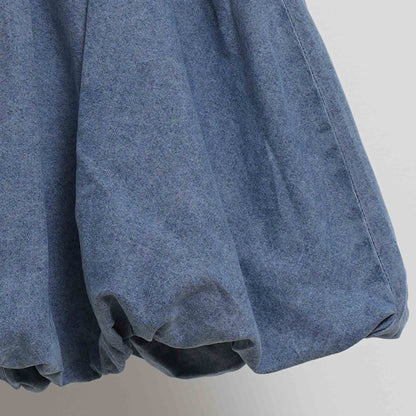 Women's Bubble‑Hem Mini Skirt – A‑Line with Elastic Waist & Washed Cherie Code