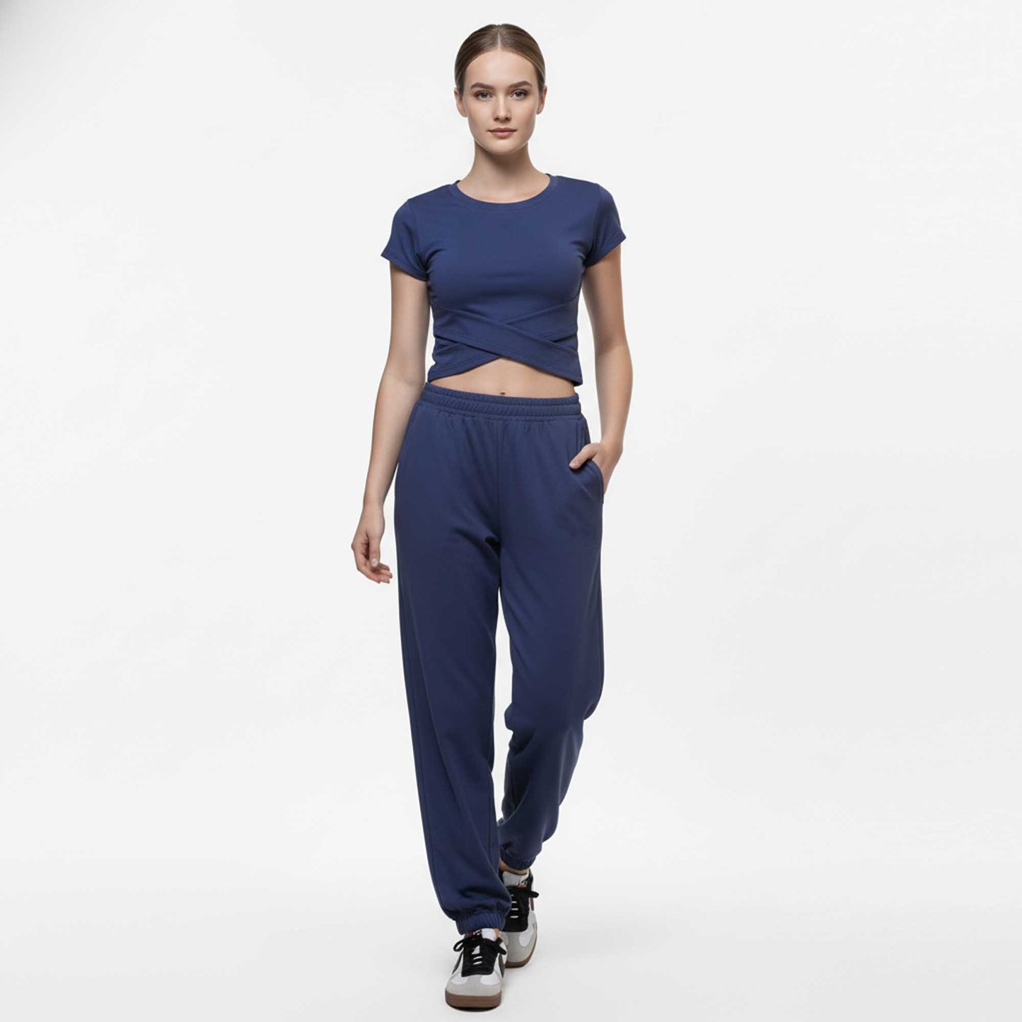 Woman 2-Piece Sleeveless High Rise Pants Set – Solid Viscose Stretch Cherie Code