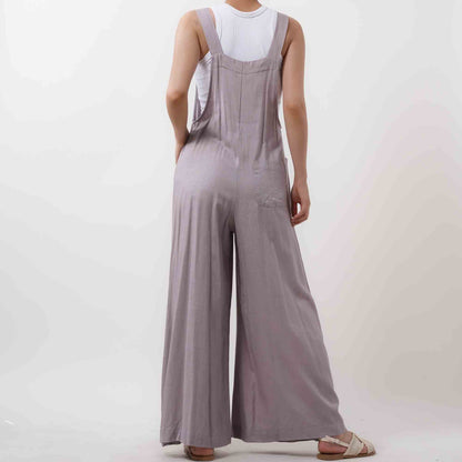 Women's Wide Leg Overall- Breathable Viscose/Linen Blend with Adjustable Straps Cherie Code
