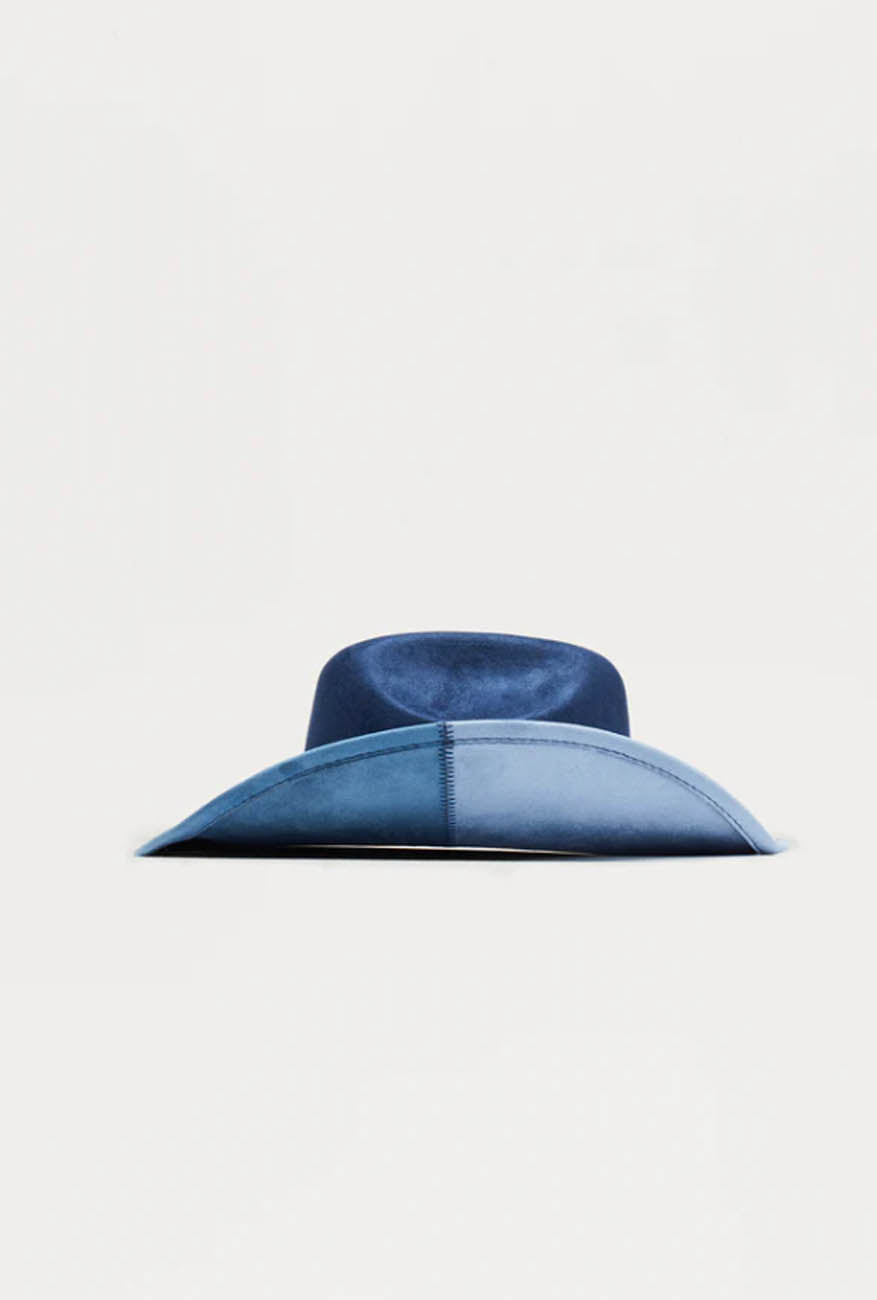 Women's Colorblock Cowboy Hat – Western Fedora Style with Blue & White Accent – Festival & Outdoor Accessory