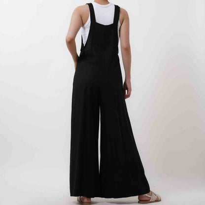 Women's Wide Leg Overall- Breathable Viscose/Linen Blend with Adjustable Straps Cherie Code
