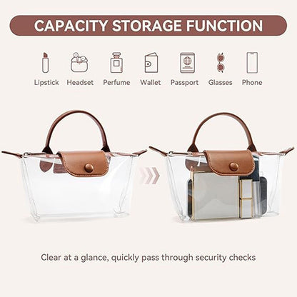 Clear PVC Crossbody Handbag with Top Handle and Adjustable Strap