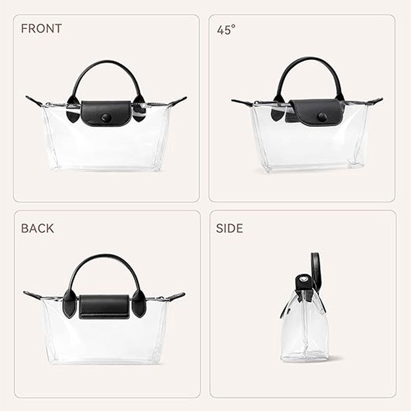 Clear PVC Crossbody Handbag with Top Handle and Adjustable Strap