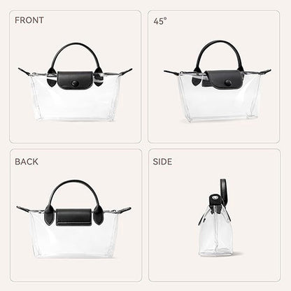 Clear PVC Crossbody Handbag with Top Handle and Adjustable Strap
