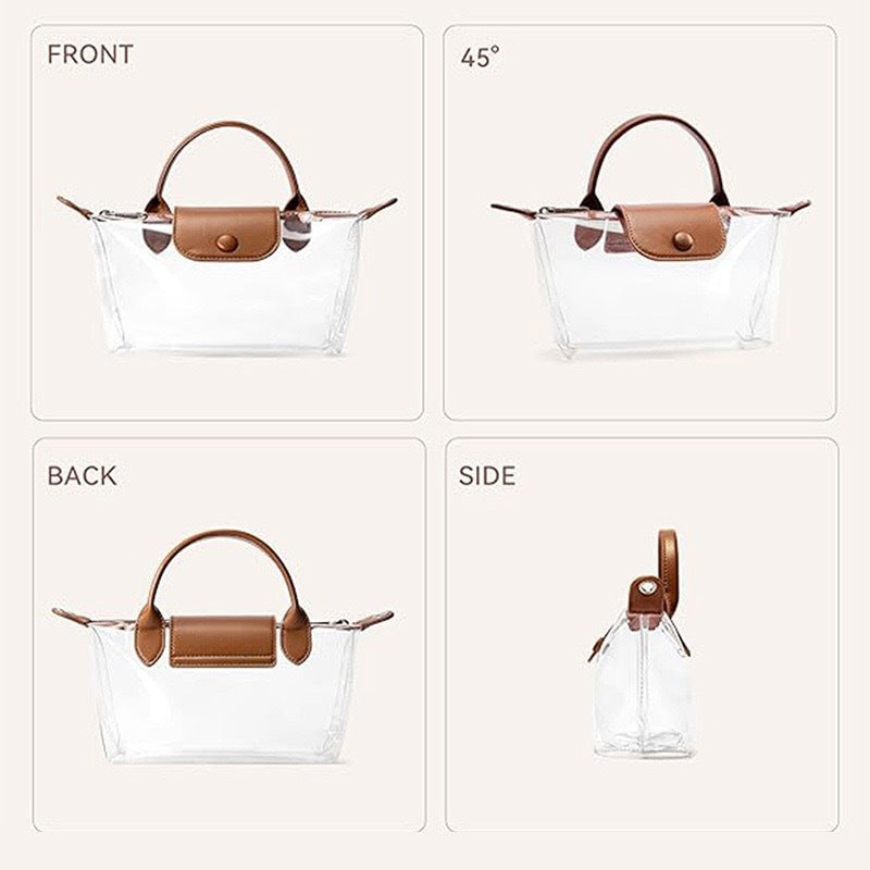 Clear PVC Crossbody Handbag with Top Handle and Adjustable Strap