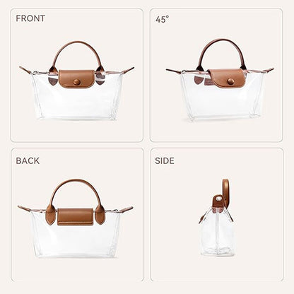 Clear PVC Crossbody Handbag with Top Handle and Adjustable Strap