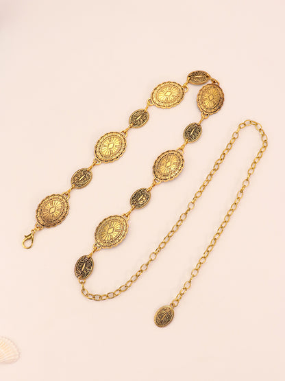 Cherie Code Women’s Vintage Gold Waist Chain Belt – Adjustable Metal Boho Fashion Accessory