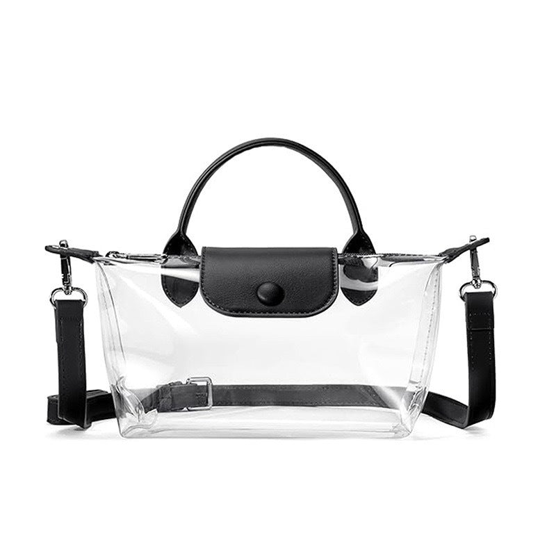 Clear PVC Crossbody Handbag with Top Handle and Adjustable Strap