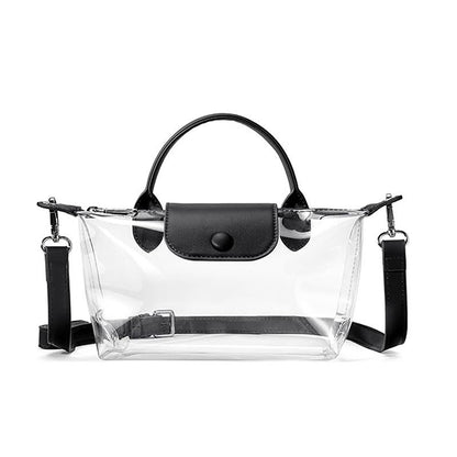 Clear PVC Crossbody Handbag with Top Handle and Adjustable Strap