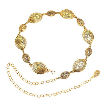 Cherie Code Women’s Vintage Gold Waist Chain Belt – Adjustable Metal Boho Fashion Accessory