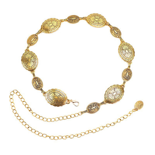 Cherie Code Women’s Vintage Gold Waist Chain Belt – Adjustable Metal Boho Fashion Accessory