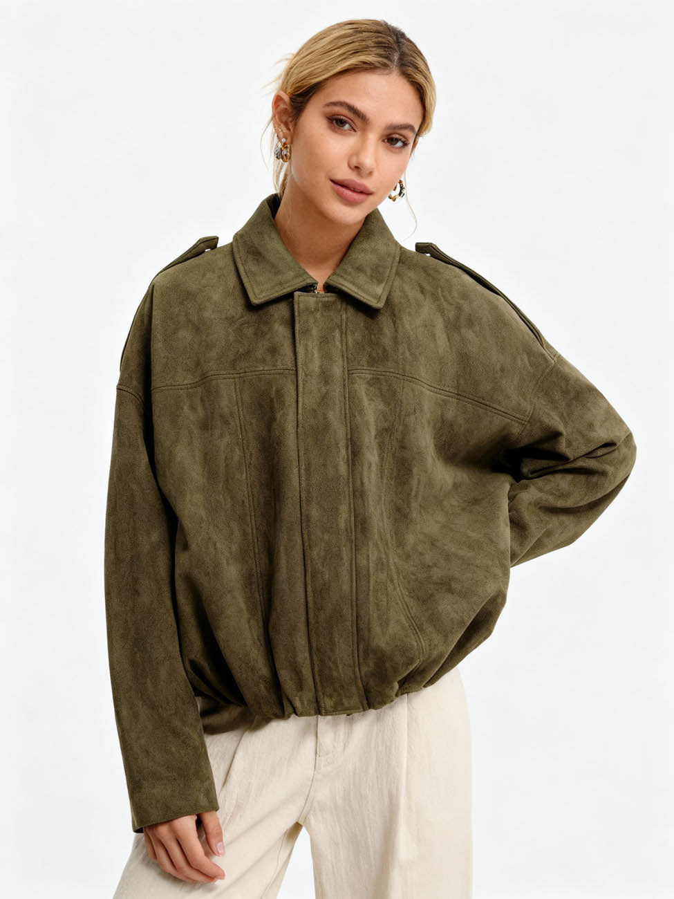 Cherie Code Women’s Cropped Utility Jacket – Collared, Long Sleeve, Polyester
