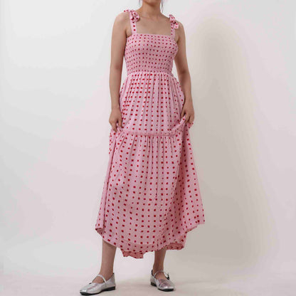 Breathable Rayon Midi Dress - Square Neck with Polyester Lining & Casual Fit Cherie Code