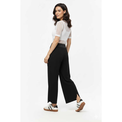 Cherie Code Women's Wide Leg Cargo Pants with Patched Flap Pockets - Mid Rise Casual Trousers