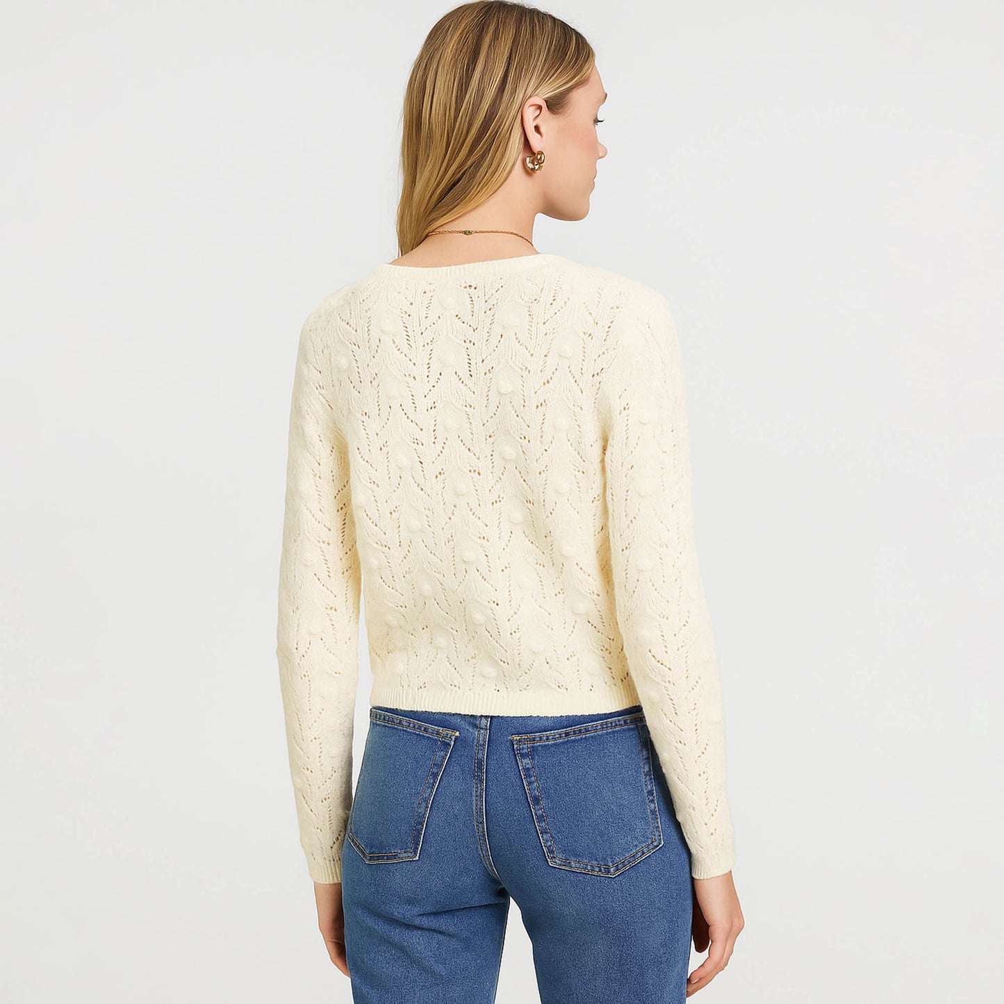 Cherie Code Women’s Open-Front Cardigan – Textured Knit, Long Sleeve, Cropped Fit