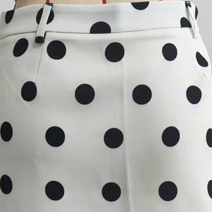 Cherie Code Women’s Polka‑Dot A‑Line Mini Skirt – Brown with Pink Dot Print Casual Chic