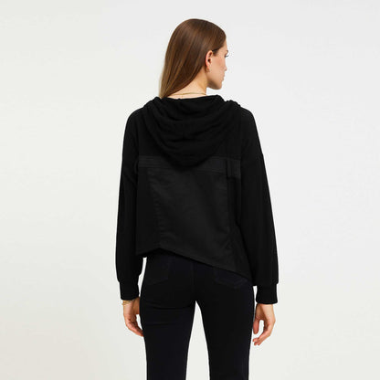 Cherie Code Women’s Hooded Pullover Sweatshirt – Asymmetric Hem, Long Sleeve, Casual Fit