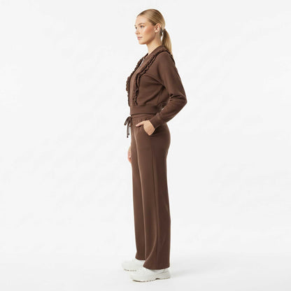 Cherie Code Women’s Two‑Piece Active Lounge Set – Zip‑Front Crop Jacket & Wide‑Leg Pant