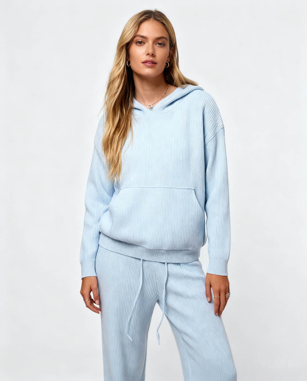 Cherie Code Women’s Solid Hooded Knit Sweatshirt & Jogger Set