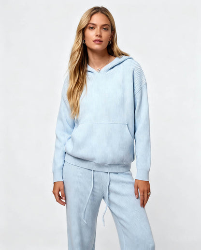 Cherie Code Women’s Solid Hooded Knit Sweatshirt & Jogger Set