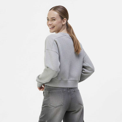 Cherie Code Women’s Cropped Crew‑Neck Sweatshirt – Long‑Sleeve Pullover with Dropped Shoulders