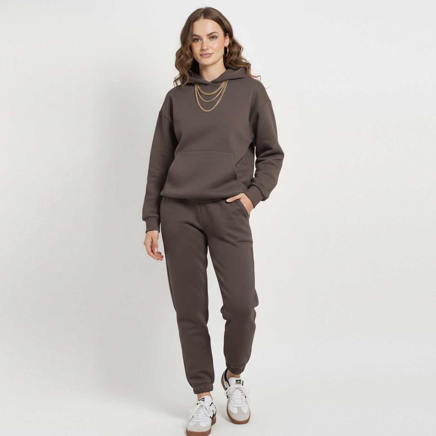 Cherie Code Women's Black Hoodie Lounge Set with Velvet Lining – Long Sleeve Top and Jogger Pants – Casual Fit
