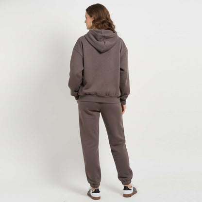 Cherie Code Women's Black Hoodie Lounge Set with Velvet Lining – Long Sleeve Top and Jogger Pants – Casual Fit