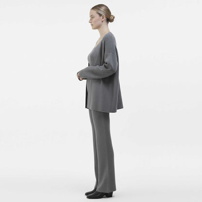 Cherie Code Women’s Viscose Knit 3‑Piece Lounge Set – Long Cardigan, Tank Top & Wide‑Leg Pants