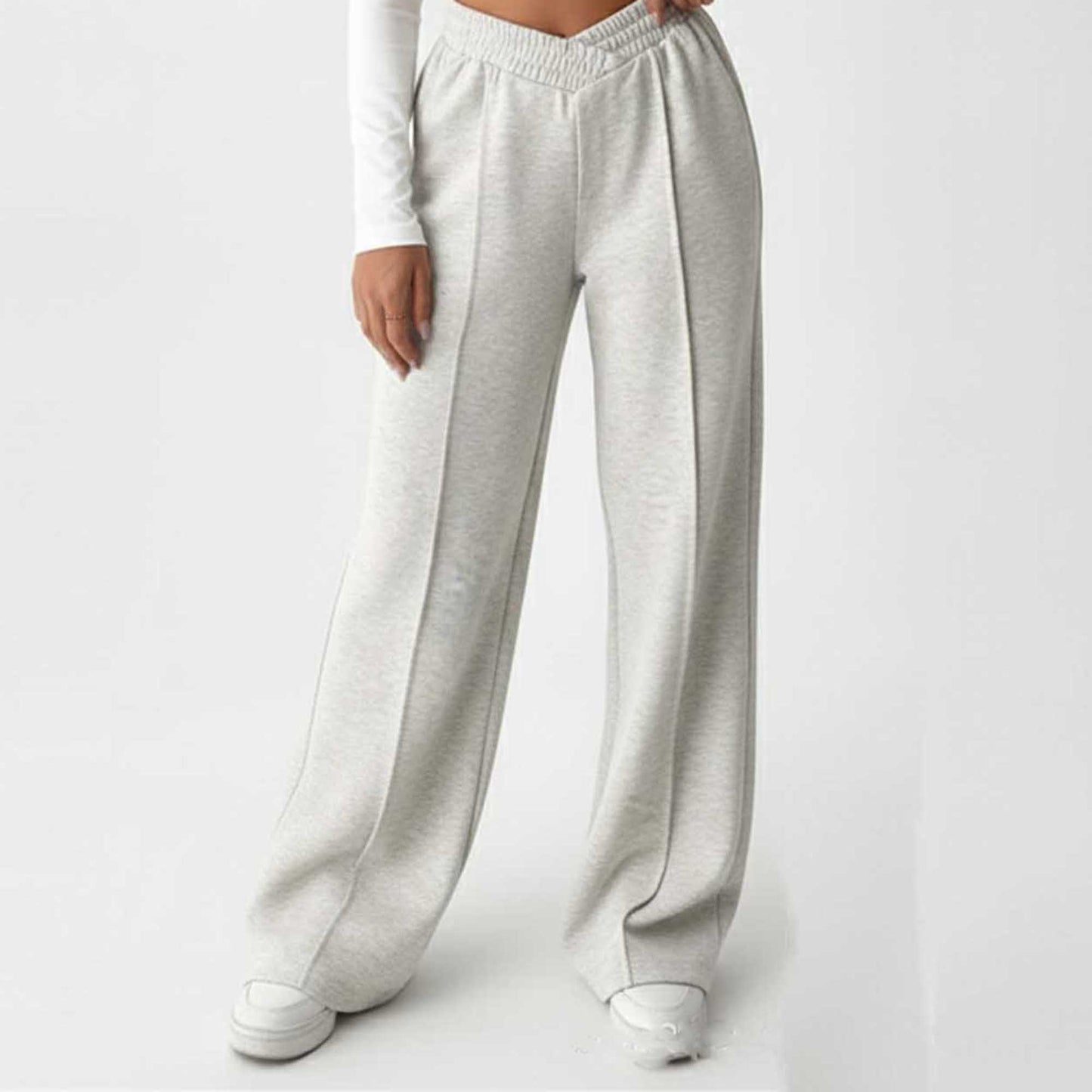 Cherie Code Women's Wide-Leg Sweatpants - High Waist, Cotton Blend, Casual Lounge Pants with Stretch Waistband