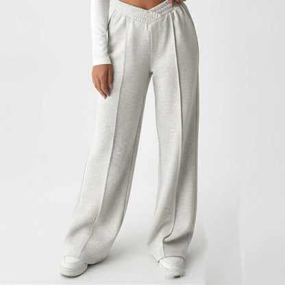 Cherie Code Women's Wide-Leg Sweatpants - High Waist, Cotton Blend, Casual Lounge Pants with Stretch Waistband