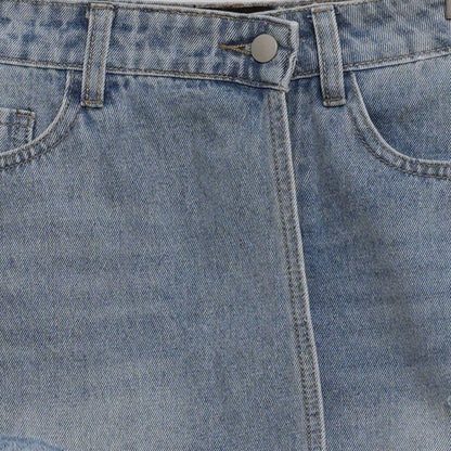 Women's Denim Shorts - Mid-Rise Button Closure with 5 Pockets & Raw Hem Cherie Code
